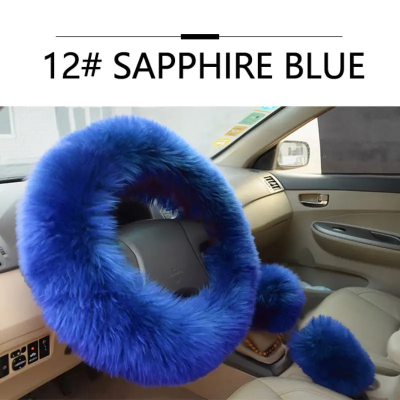 Горячая Распродажа 3 шт./компл. многоцветный длинный плюшевый теплый Руль Обложка шерстяные ручной тормоз Прокат авто аксессуары мех
