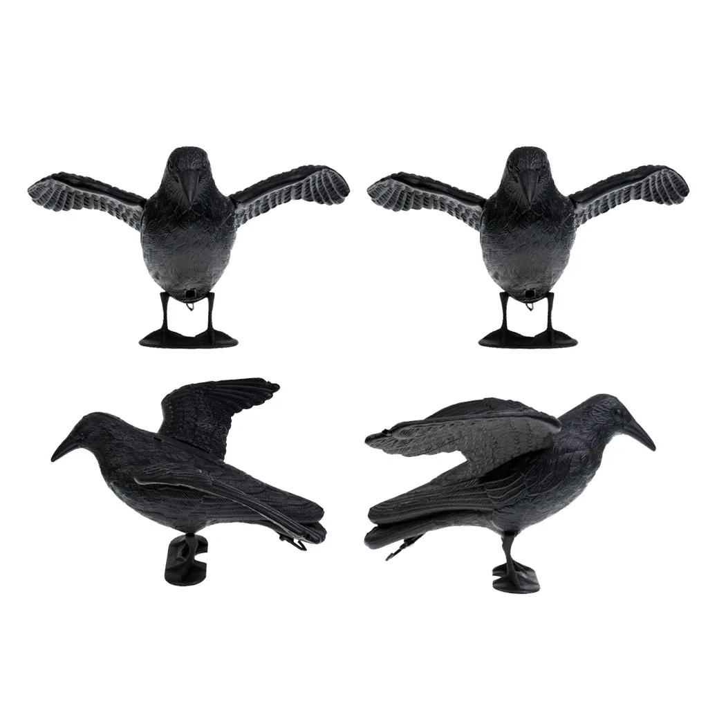 4pcs Fake Realistic Hunting Decoy Bird Crow Scarer Scarecrow Hunting Garden