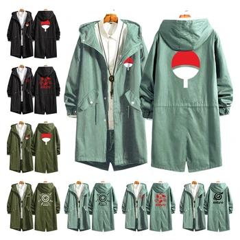 

New Anime Naruto Uchiha Itachi Cosplay Costumes Konoha Sharingan Cotton Trench Cardigan Hoodies Sweatshirt Hooded Jackets Coat