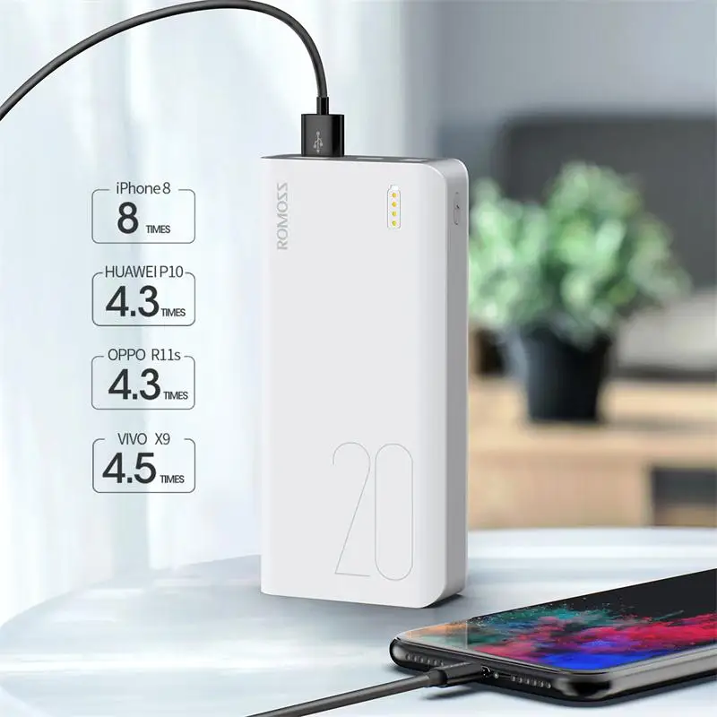 ROMOSS чувство 6S 20000 мА/ч, Мощность банк Тип usb Портативный Зарядное устройство Внешнего Батарея 5V 2.1A с светодиодный Дисплей для мобильных телефонов, планшетов