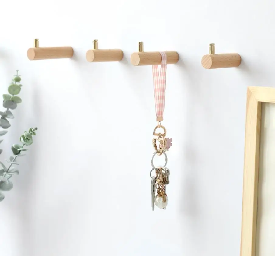 Wooden Robe Hook Nordic Hooks for hanging bags keys coat Wall Mounted