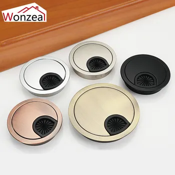 

Wonzeal Zinc Alloy Round Table Wire Hole Covers Outlet Port Computer PC Desk Cable Grommet Line Holder 50mm/53mm/60mm/80mm