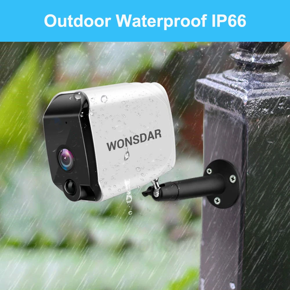 Wonsdar 1080P IP камера батарея WiFi мощность водонепроницаемый открытый 2MP HD видеокамера охранной системы ИК детектор движения ночного видения