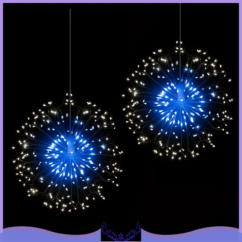 

Outdoor IP44 Hanging Starburst String Light 120 LED Firework Copper Lights Christmas Hanging Light String Xmas Decoration