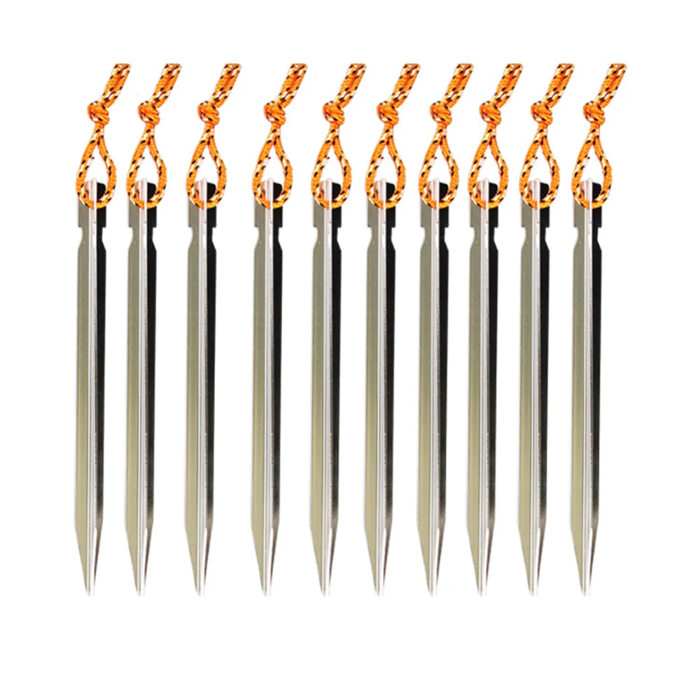 

10pcs Outdoor Aluminum Alloy Tent Nails 18cm With Reflective Rope