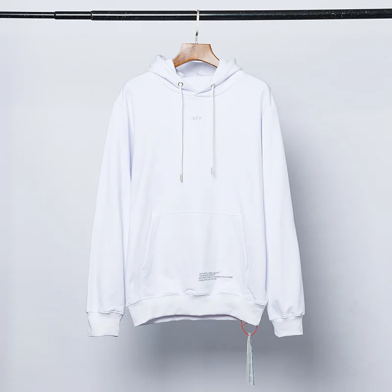 Off-white осень зима светоотражающий пуловер с капюшоном длинный рукав толстовка