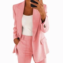 Chaqueta cálida de moda para mujer, abrigo de oficina, prendas de vestir informales, chaqueta elegante, traje rosa, novedad de otoño