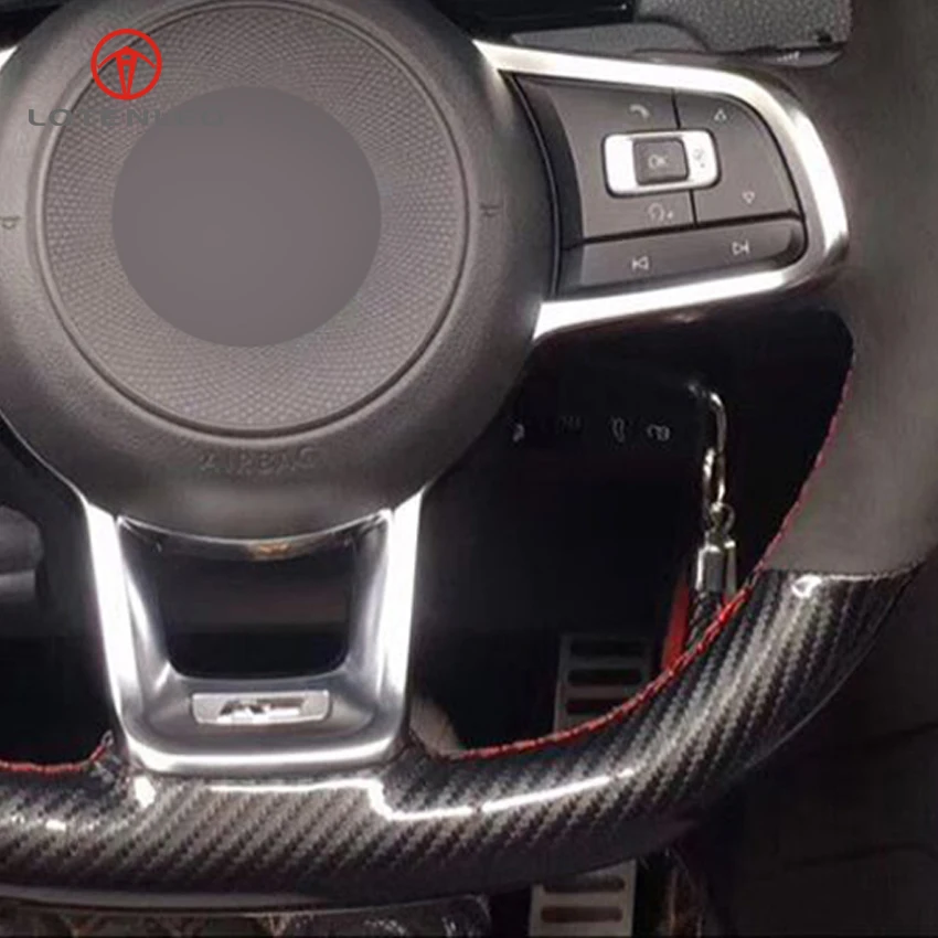 LQTENLEO черная замшевая Оплетка на руль из углеродного волокна для Volkswagen Golf 7 GTI R MK7