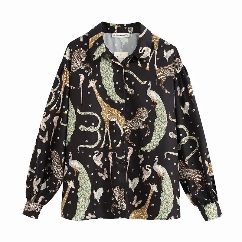 

Women Spring Blouse Animal Prints Shirt 2020 New Clothing Modern Girl Long Sleeve Shirts