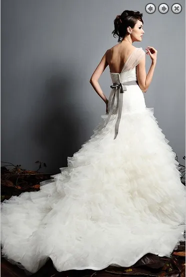 Casamento сексуальные цветы многоуровневый пояс одно плечо vestido de noiva новое модное свадебное платье Свадебные платья