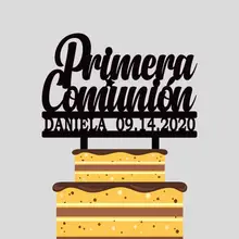 Пользовательские имя Дата испанский Mi Primera Comunión торт Топпер для детей первого святого причастия вечерние украшения торта YC004