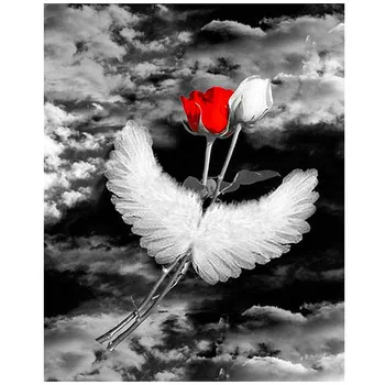 

100% 5D Diy Diamond Embroidery Angel Wings Rose Full Square Round Drill Mosaic Rhinestones Diamant Painting CanvasZP-001