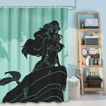 

Shower Curtain Liner 72X72 Inch Mermaid Silhouette Cartoon Cute Bathroom Home Kitchen Waterproof