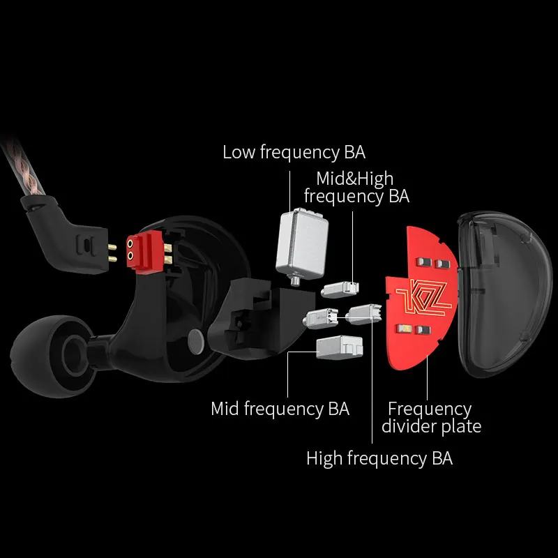 KZ AS10 5BA гарнитура баланс арматура драйвер ухо наушники HIFI монитор с басом Музыка наушники общие ZS10 ZST BA10 ES4 24h