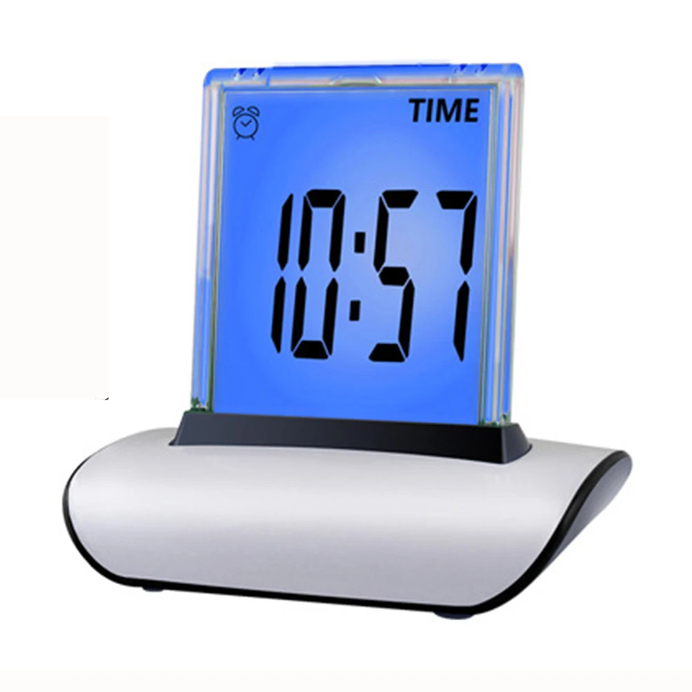 Alarm Clock Desk Electronic Car 7 Colors LED ABS Snooze Function Bed Changing Thermometer Timer White Digital Display Date LCD