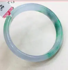 54mm-56mm Натуральный бирманский Изумрудный нефрит элегантный 52-62 м светло-зеленый двухцветный браслет принцесса ню браслет отправить сертификат страны - Цвет камня: 54mm-56mm