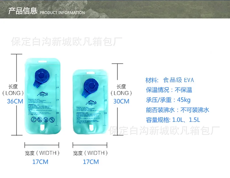 Cross Border for 1L-2L Eva Straw Water Bag Kettle Outdoor Riding Drinking Bag Off-road Running Backpack Water Bag