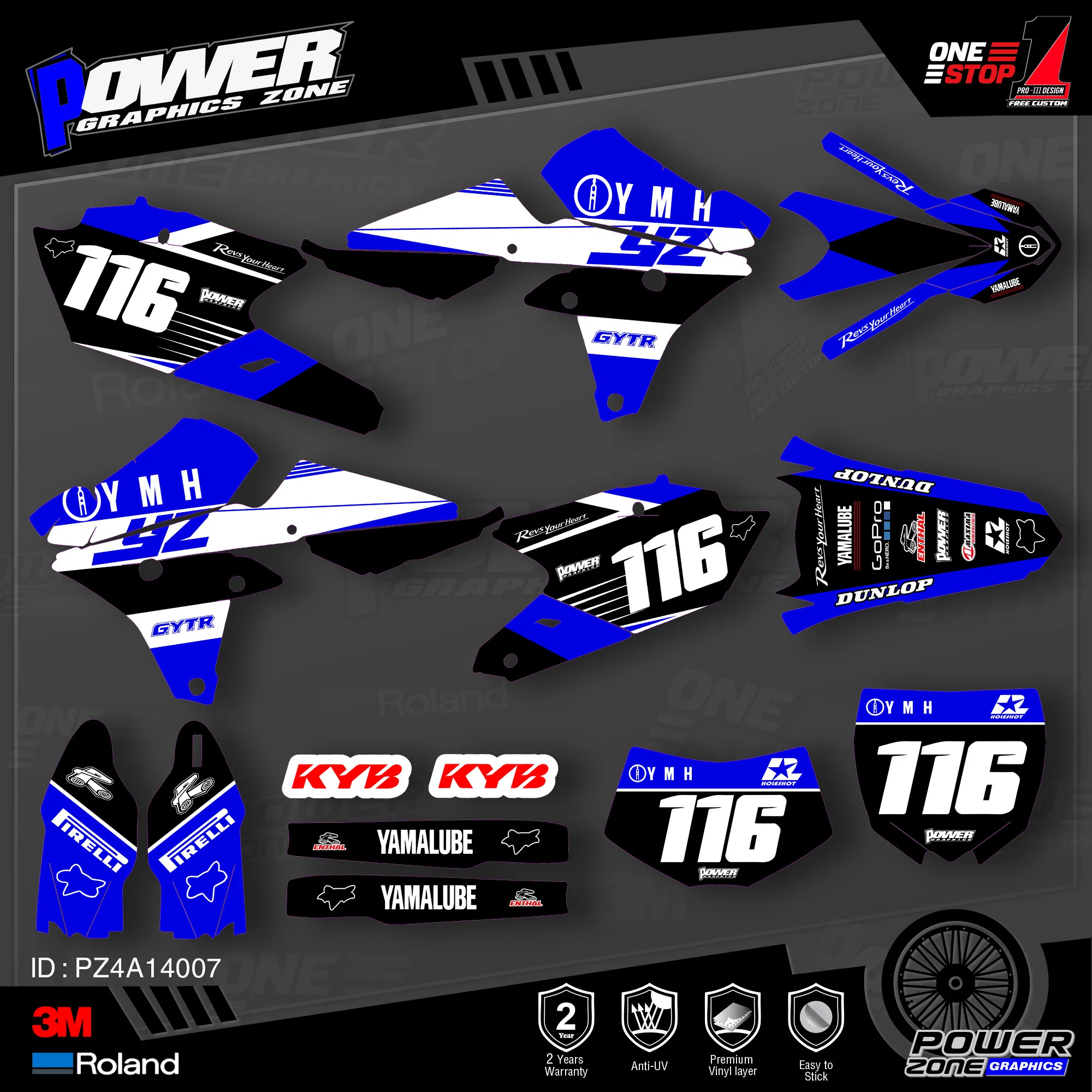 PowerZone пользовательские команды графики фоны наклейки 3 М Набор для YAMAHA 14-18 YZ250F 15-18