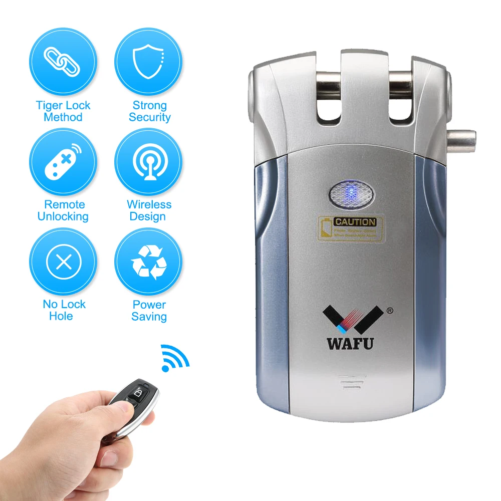 Blue Silver 4 Keys Wafu WF-018 электронный дверной замок умный замок дверь цинковый сплав безопасность Невидимый БЕСКЛЮЧЕВОЙ беспроводной пульт дистанционного управления электрический замок - Цвет: Blue Silver 4 Keys