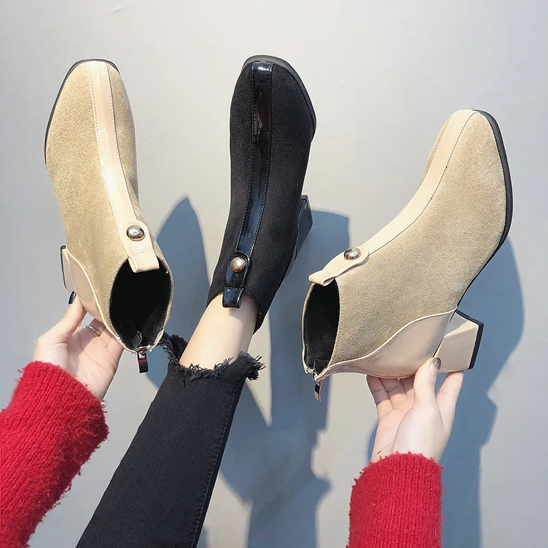 

Europe And America Martin Boots 2019 Low Heel Martin Boots Women's Lace up Front Waterproof Platform WOMEN'S Shoes Winter Boots