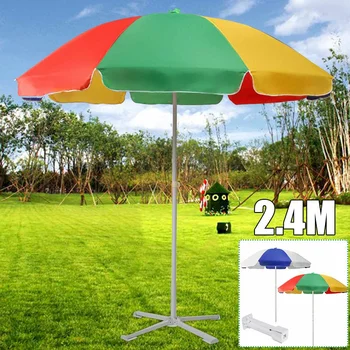 

2.4M 2Color Outdoor Parasol Sun Shade Umbrella New Garden Beach Patio Tilting Tilt Umbrella Parasol Protection Ultraviolet-proof