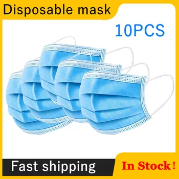 

In Stock Disposable mouth mask industria 3-laye Non Woven Ear Loop Masks Soft Breathable Anti Dust Droplet Mask Fast shipping