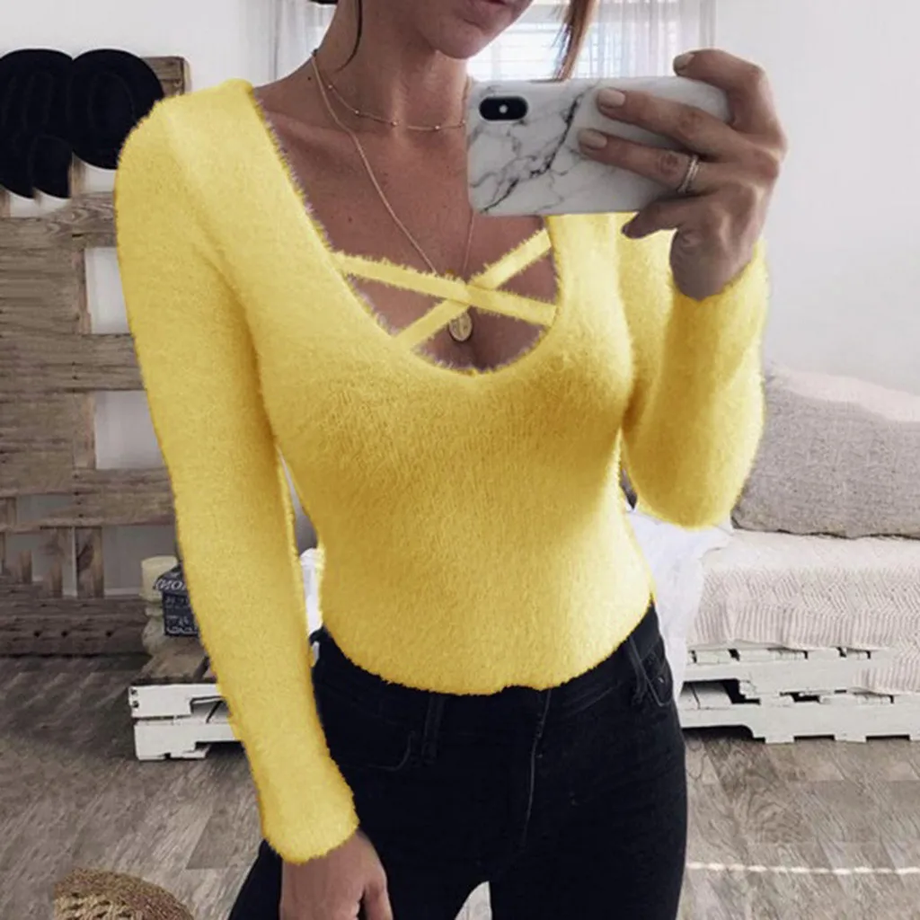 Меховой топ с круглым вырезом camisa feminina, сексуальные тонкие однотонные толстовки, повседневные зимние топы, офисная одежда, осенняя одежда Женская сорочка femme 10,22
