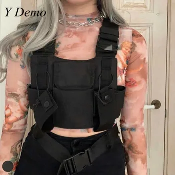 

New Techwear Cyber Punk Couple Chest Bag Adjustable Black Straps Bag