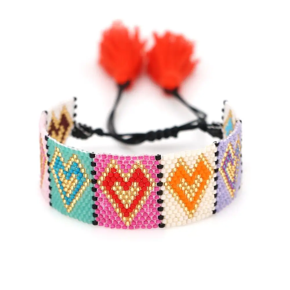 Богемный браслет в форме сердца MIYUKI Love Pulseras Mujer Moda, женские браслеты-манжеты Bileklik, украшения для влюбленных, подарок для влюбленных