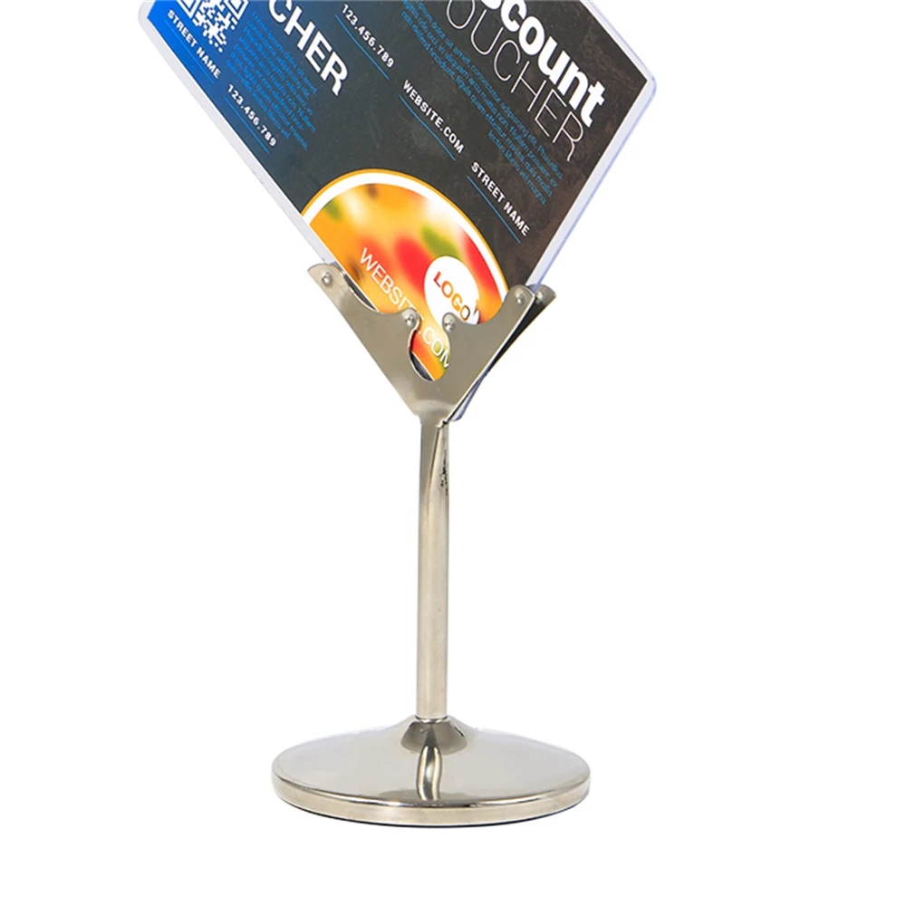 Fishtail Card Snap Label Holder Name Display Rack Sign Clip Table Stand Signage Desktop Price Talker Silvery Metal Pop | Канцтовары для