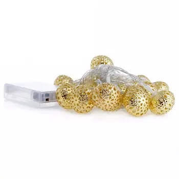 

20 LED Light String Hollow Metal Ball Lamp Battery Operated Copper Wire Romantic Christmas Decor Light for Home Wedding Party