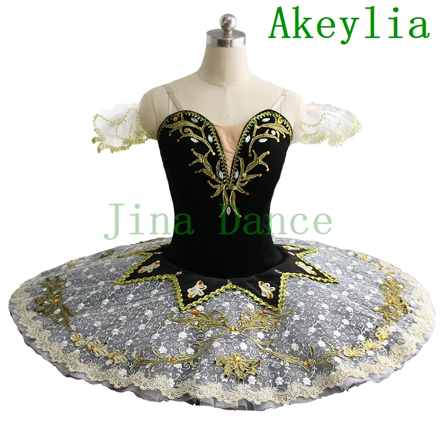 Black Gold Professional Ballet Tutu Dress For Girls Ballerina Pancake Tutu Dress Child Ballet Costumes Adult Performance Tutus