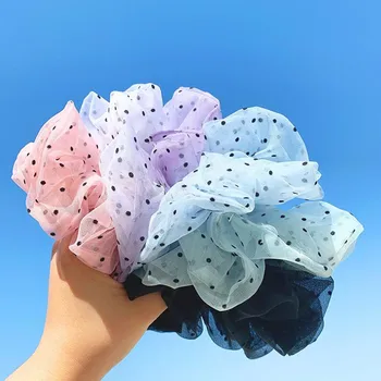 

2020 New Fashion Summer Mesh Hair Scrunchies Ties Chiffon Ponytail Holder Elastic Hair Bands For Girls Party Hair Accessories