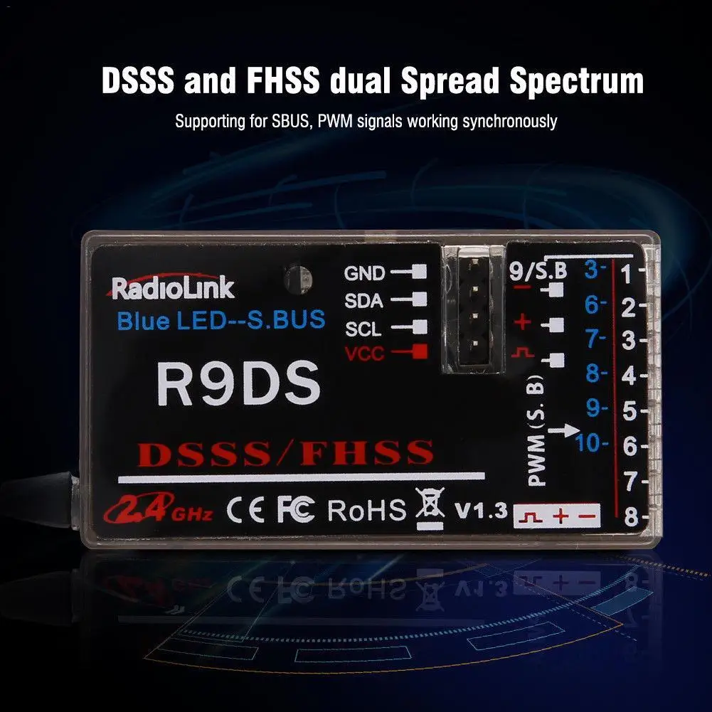 radiolink R9DS 2,4G 9CH канала DSSS приемник FHSS для RC AT9 AT9S AT10II RC вертолетный мультиротор Поддержка S-BUS