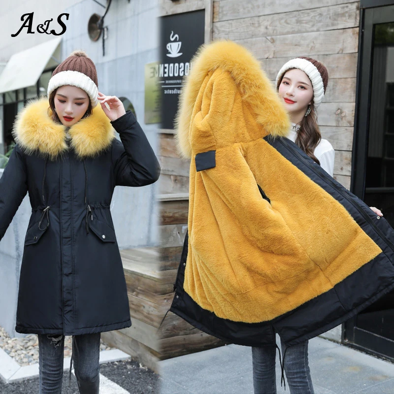 #*Cheap Winter Jacket Women Long Parka Fur Collar Woman Winter Coats Puffer Jackets Cotton Padded Parka Mujer Thicken warm Outwear