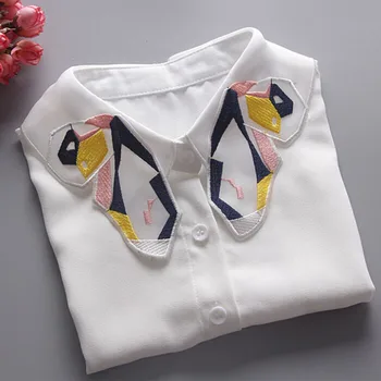 

Women Detachable Collar Sweater Fake Collars Vintage Refined Butterfly White Chiffon Blouse lapel False Collar Tops Accessories