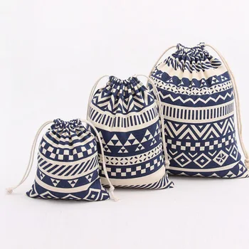 

Blue Stripe Cotton Drawstring Bag 8x10cm 9x12cm 10x15cm pack of 50 Makeup Jewelry Gift Packaging Pouch