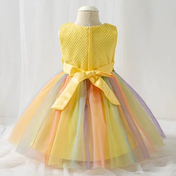 

Newborns Baby Christmas Clothes Birthday rainbow Princess Sleeveless Bow baby Girl Clothes