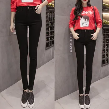 

Newest Women High Waist Warm Jeans Pants Thick Plush Lined Skinny Denim Stretchy Trousers