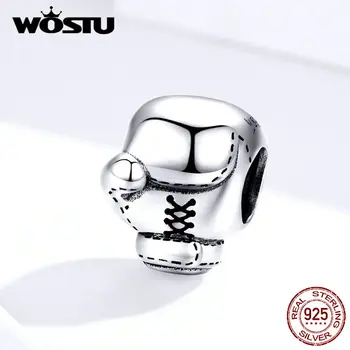 

WOSTU Real 925 Sterling Silver Boxing Gloves Beads Charms Fit Original Bracelet Pendant For Women Men Fashion Jewelry FIC1325