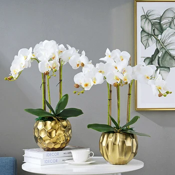 

9heads Orchid Artificial Flower Phalaenopsis Wedding Home Decorative Flowers DIY Real Touch Butterfly Orchid 96cm