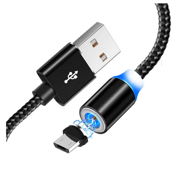 Магнитный кабель 3 в 1 Micro usb type C адаптер зарядное устройство Быстрая зарядка для Iphone для samsung для Xiaomi магнит Android телефонный шнур - Цвет: Черный