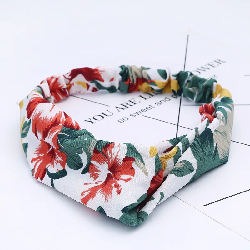 New Girls Vintage Cross Knot Elastic Hairbands Soft Solid Print Headbands Bandanas Girls Hair Bands Hair Accessories For Women hair clips for fine hair Hair Accessories