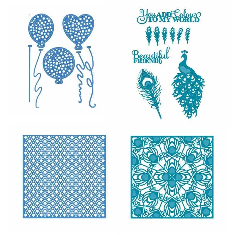 

Peacock Balloon Letter Lace Hollowed Square Metal Cutting Dies Scrapbooking Craft Cards Album Decorate Stencils New Die Cut 2019