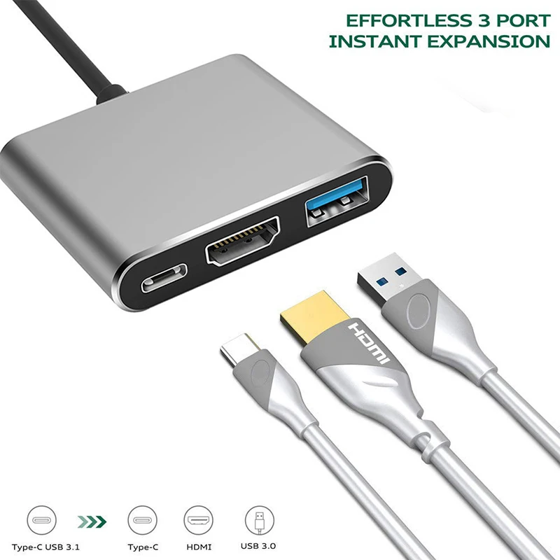 USB концентратор 3 в 1 usb type c 4K HDMI 0 60 Вт|USB-хабы| |