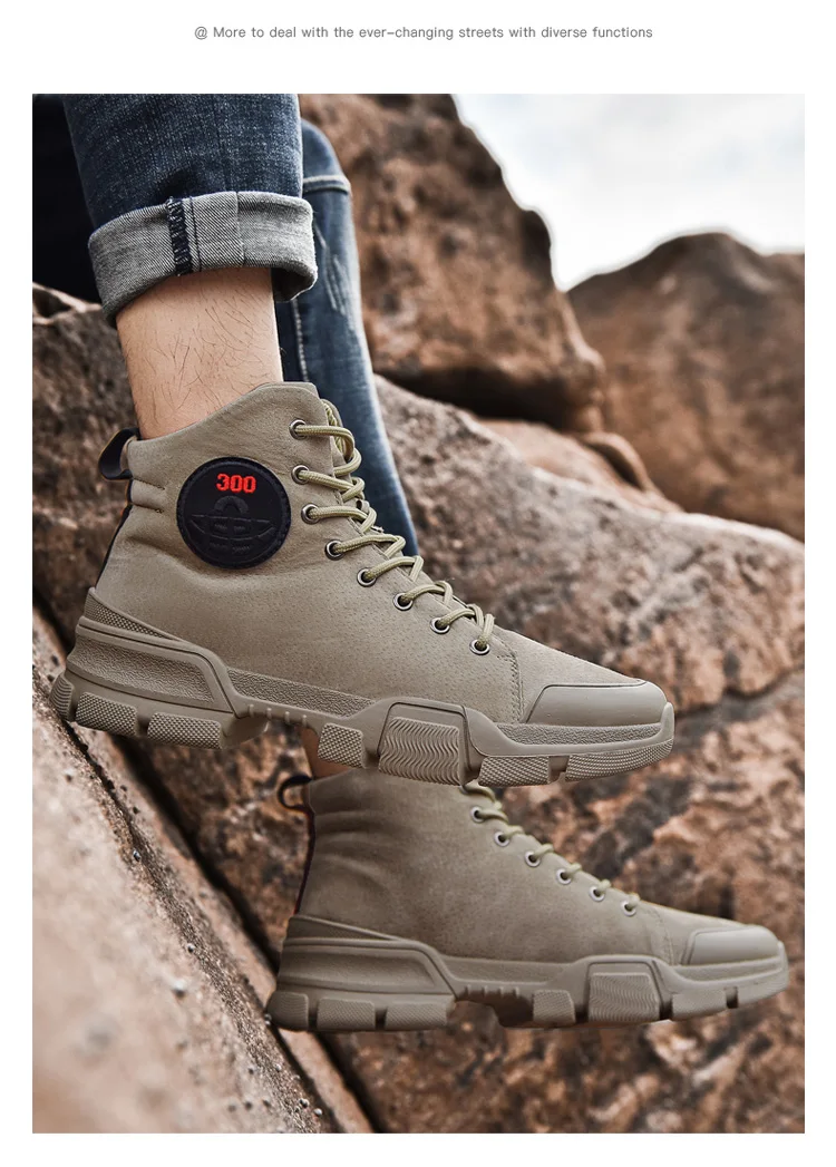High Quality Winter Genuine Leather Men's Martin Boots Warm Working Boots Lace Up Men's Desert Boots Round Toe High Top Shoes