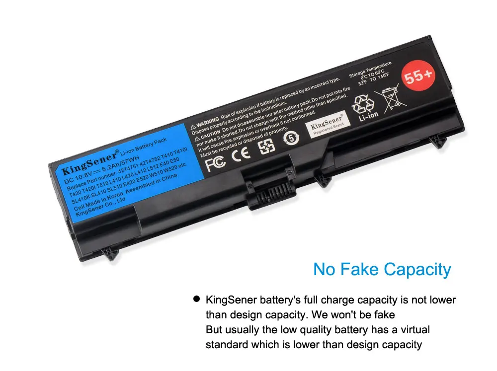 Bateria do Portátil para Lenovo Thinkpad Sl410 Kingsener Sl410k Sl510 E40 E50 E420 T510 W510 L412 T420 T410 T510 L510 L420 L521 55 + - Imagem 3