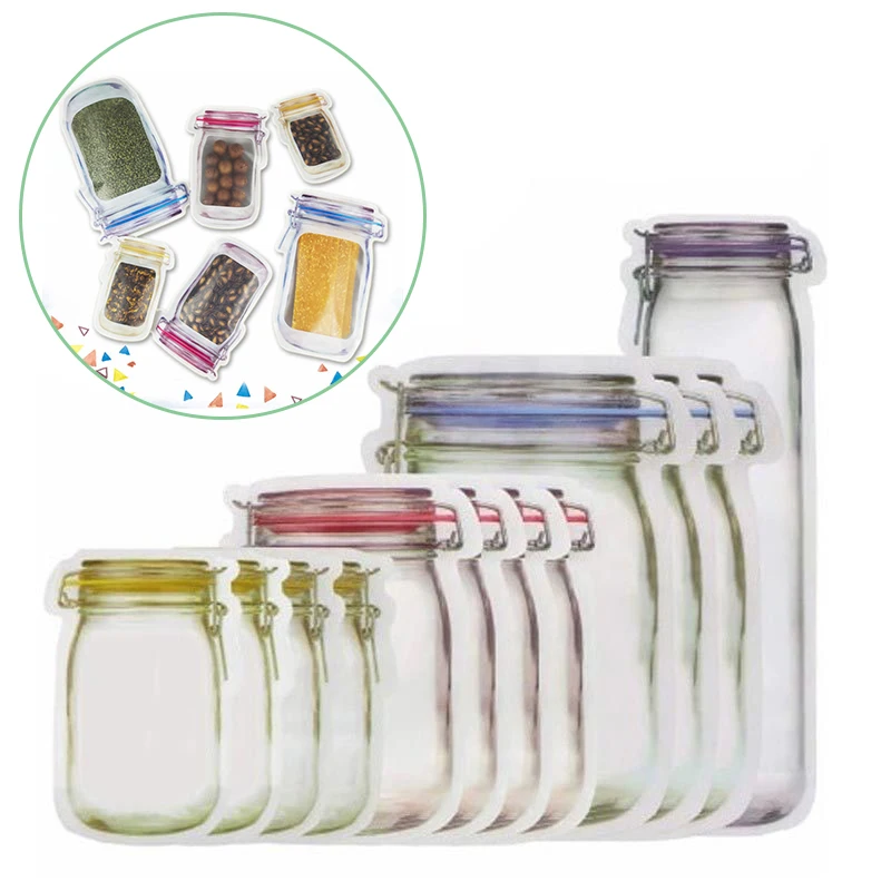 12Pcs Ziplock Сумки герметичные многоразовые сумки для закусок пакеты для хранения еды смешанные размеры водонепроницаемый PE кухонный гаджет