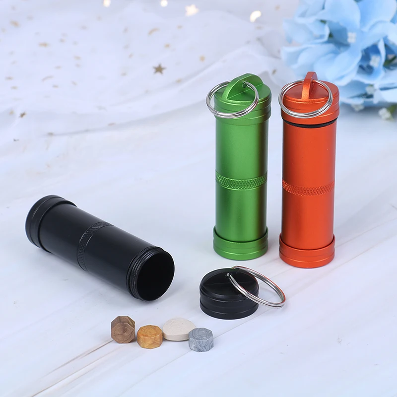 1PCS Waterproof Pill BoxCache Cache Drug Holder Container Keychain Medicine Box Outdoor Emergency Survival Travel Camp Tools Hot