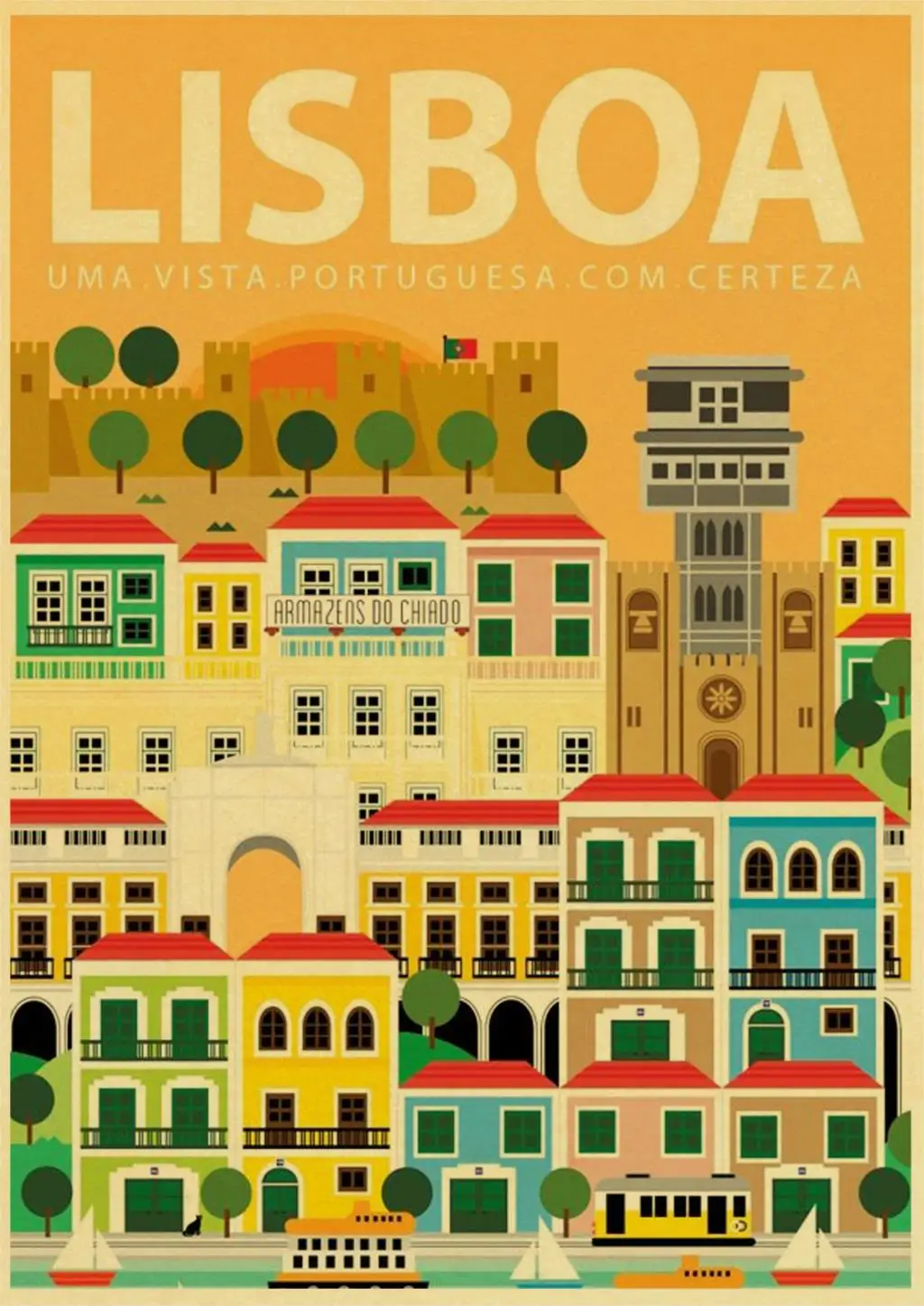 Vintage Travel City Landscape Retro Posters and Prints Wall Stickers Print on Kraft Paper Art For Home Room Decor Painting
